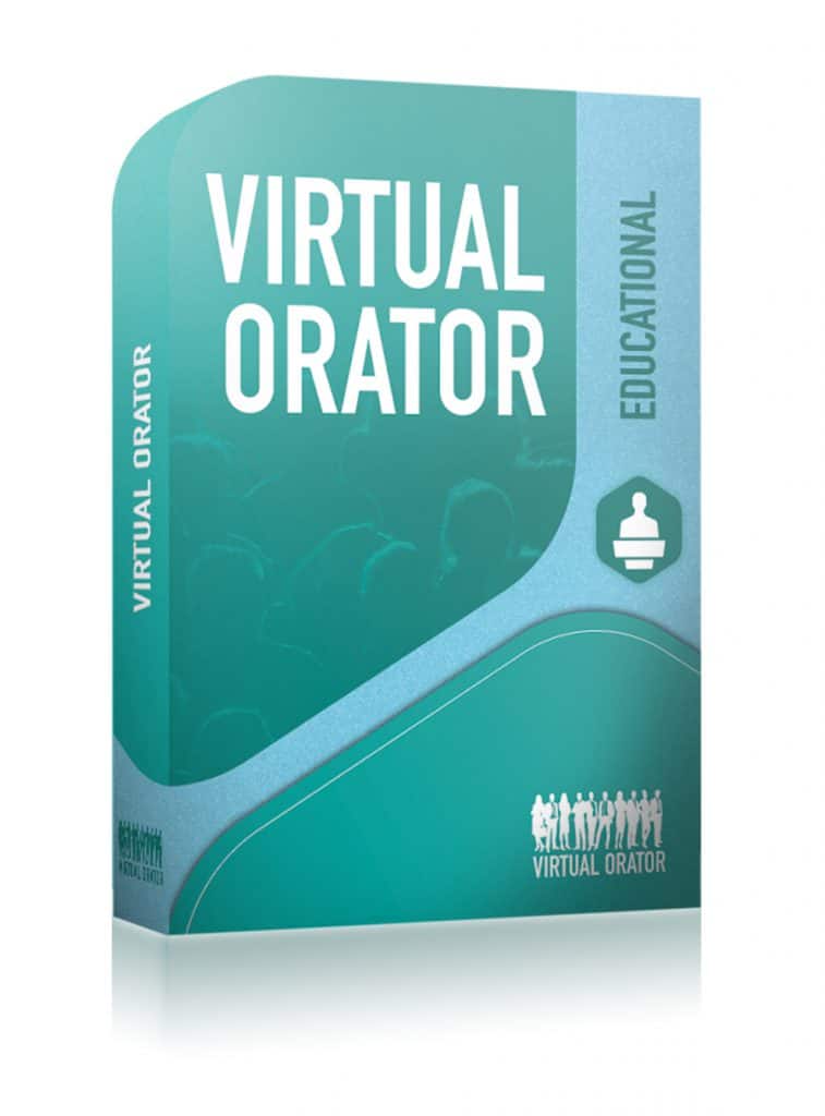 A software box for Virtual Orator with Educational written on it.