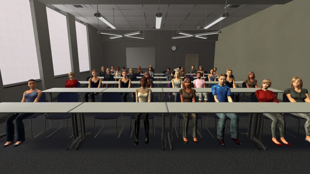 A classroom of almost exclusively girls looks on expantantly, waiting for your speech.