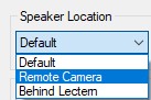 Shows a dropdown box with 3 options for the location of a speaker. The highlighted option is "Remote Camera"